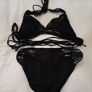 Robin Piccone Black Crochet Bikini